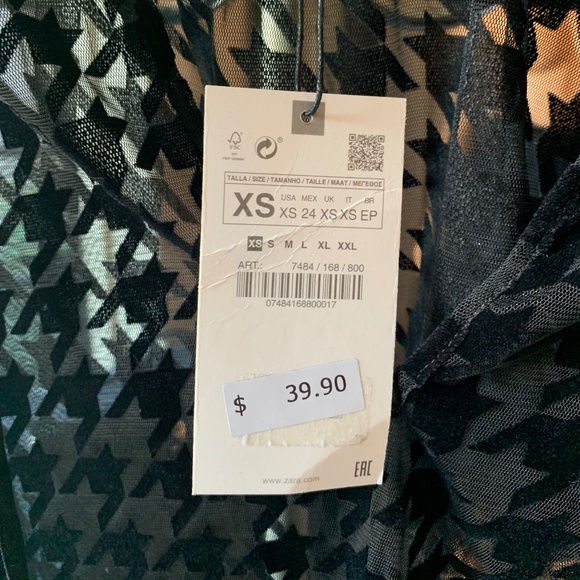 Zara Women's Black Sheer Blouse Ruffle Collar - Picture 5 of 5